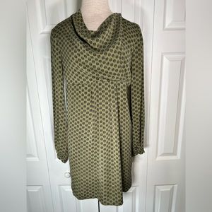 Mara Hoffman Silk button neck long sleeve midid dress green